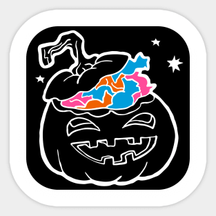 Scary Halloween pumpkin monster face head. Sticker